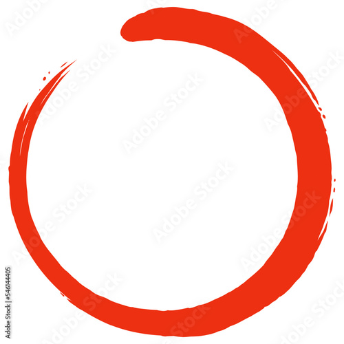 Enso Zen Red Japanese Circle Brush Stroke Sumi-e Vector Illustration Ink Logo Design Vector