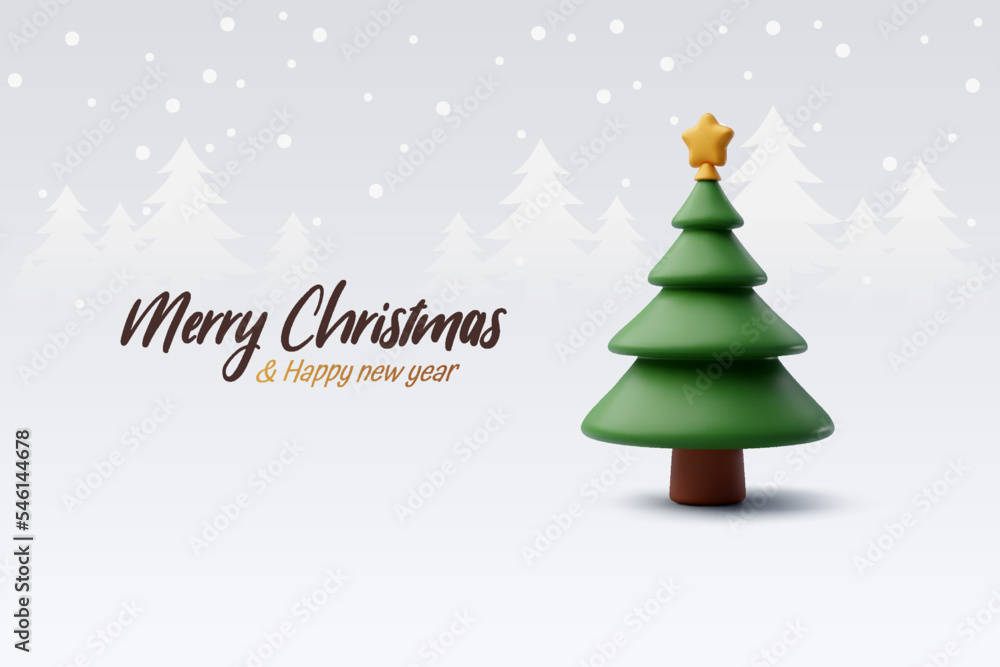 3d Vector Christmas tree, Merry Christmas and New Year greeting concept.