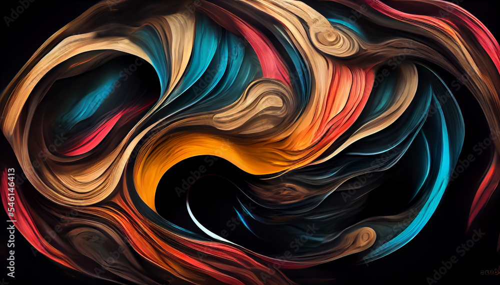 Modern Multi Colored oil paint illustration on Abstract black wooden Background, Abstract Colorful Oil Painting Design Modern Multi Colored oil paint illustration on Abstract black wooden Background, Abstract Colorful Oil Painting Design