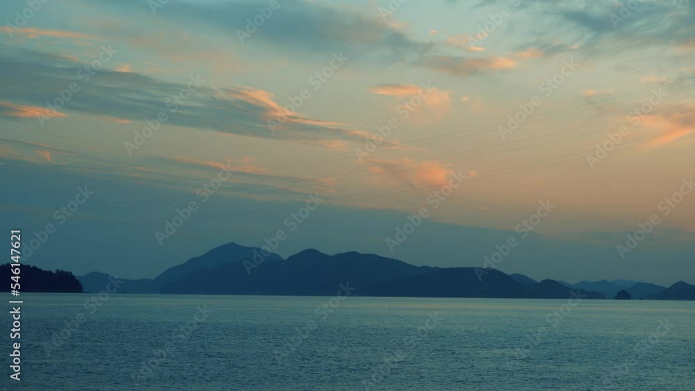 sunset in beautiful and calm inland sea, setouchi, JAPAN sunset in beautiful and calm inland sea, setouchi, JAPAN