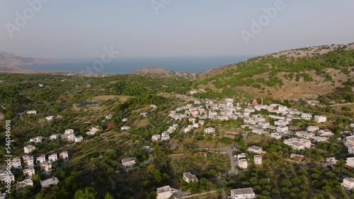 High angle view over Pilonas village in Rhodes, Greece photo