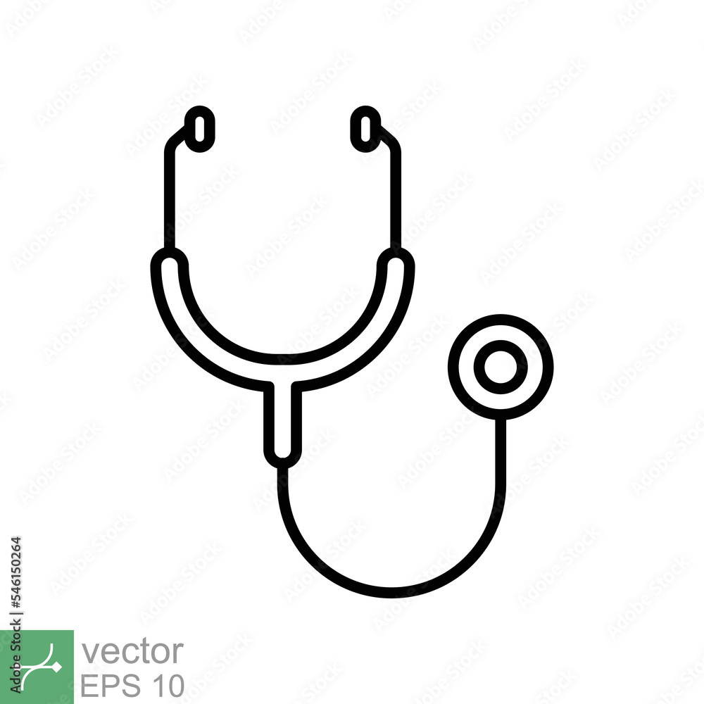 Stethoscope cardio device icon. Simple outline style. Medical, doctor equipment, health heart, hospital, healthcare concept. Thin line vector illustration isolated on white background. EPS 10. Stethoscope cardio device icon. Simple outline style. Medical, doctor equipment, health heart, hospital, healthcare concept. Thin line vector illustration isolated on white background. EPS 10.