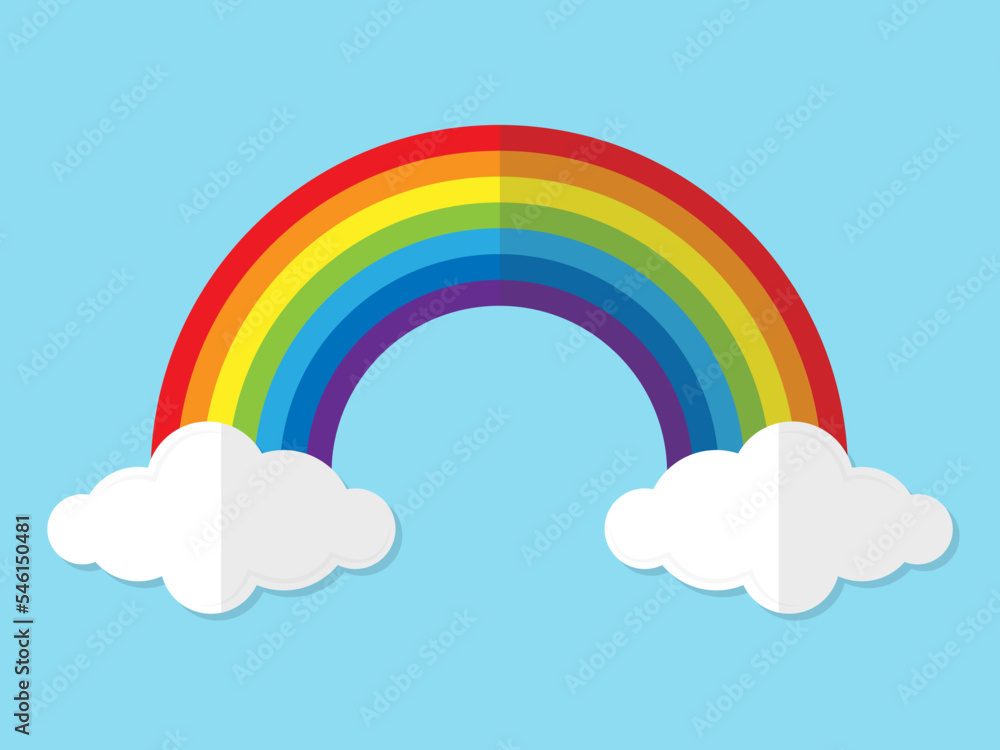 Rainbow with Clouds on Bluesky Background Rainbow with Clouds on Bluesky Background