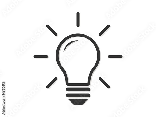 Light bulb Dark grey line icon vector, Idea sign, solution, thinking concept. Lighting Electric lamp. Electricity shine. isolated on white background