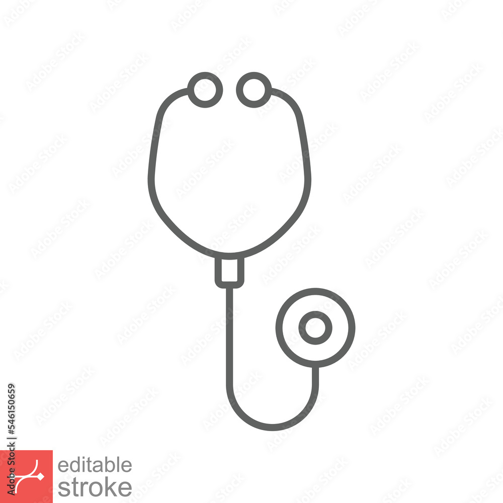 Stethoscope cardio device icon. Simple outline style. Medical, doctor equipment, health heart, hospital concept. Thin line vector illustration isolated on white background. Editable stroke EPS 10. Stethoscope cardio device icon. Simple outline style. Medical, doctor equipment, health heart, hospital concept. Thin line vector illustration isolated on white background. Editable stroke EPS 10.