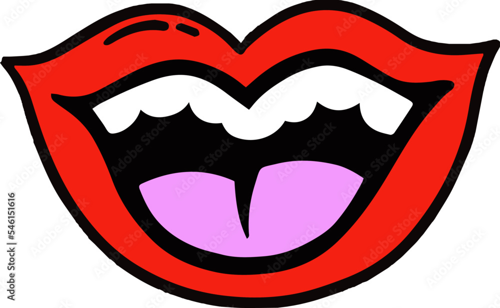 Female red lips design. Beauty woman symbol. Pop art illustration vector. Female red lips design. Beauty woman symbol. Pop art illustration vector.