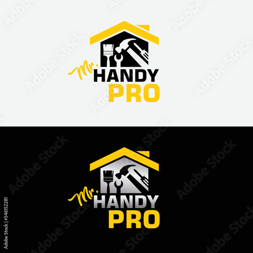 mr handy pro handyman logo with tools vector
