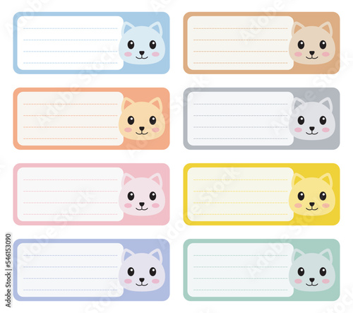 Cute cat face back to school notebook labels sticker set