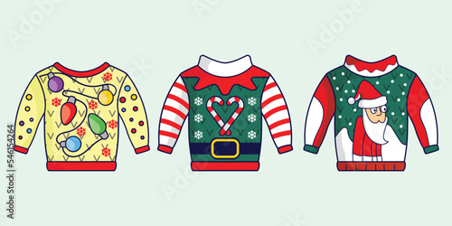 Christmas holiday ugly sweater decoration illustration 