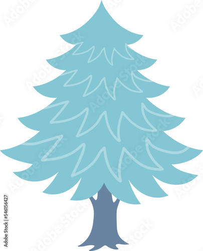 Blue pine tree . Christmas tree illustration.