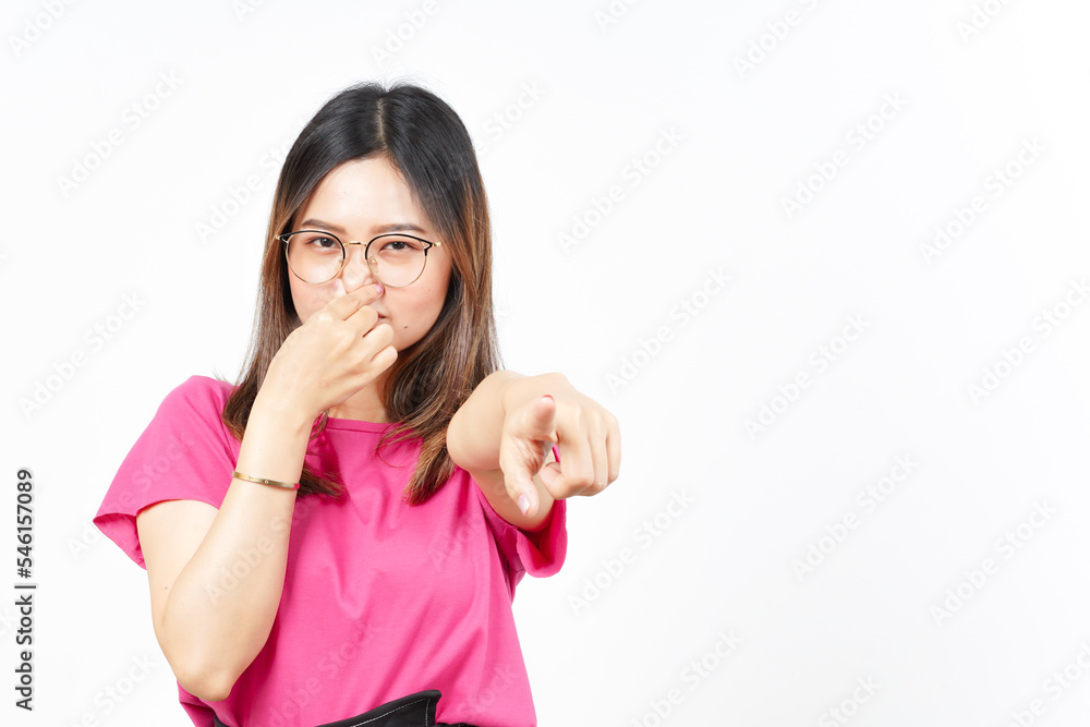 Smelling something stinky and disgusting Of Beautiful Asian Woman Isolated On White Background Smelling something stinky and disgusting Of Beautiful Asian Woman Isolated On White Background