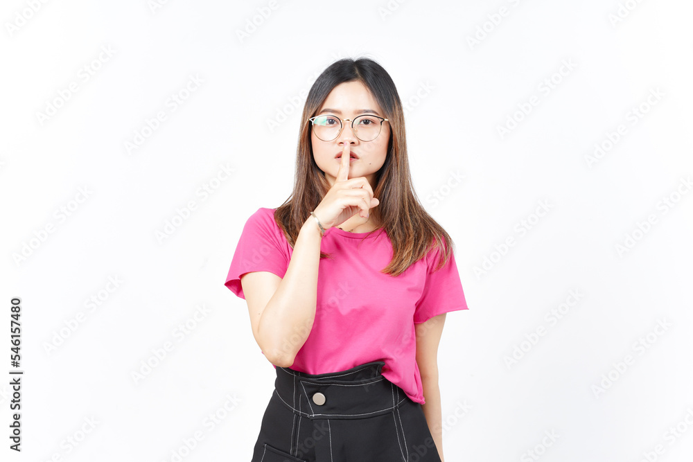 Shh Be Quiet Of Beautiful Asian Woman Isolated On White Background Shh Be Quiet Of Beautiful Asian Woman Isolated On White Background