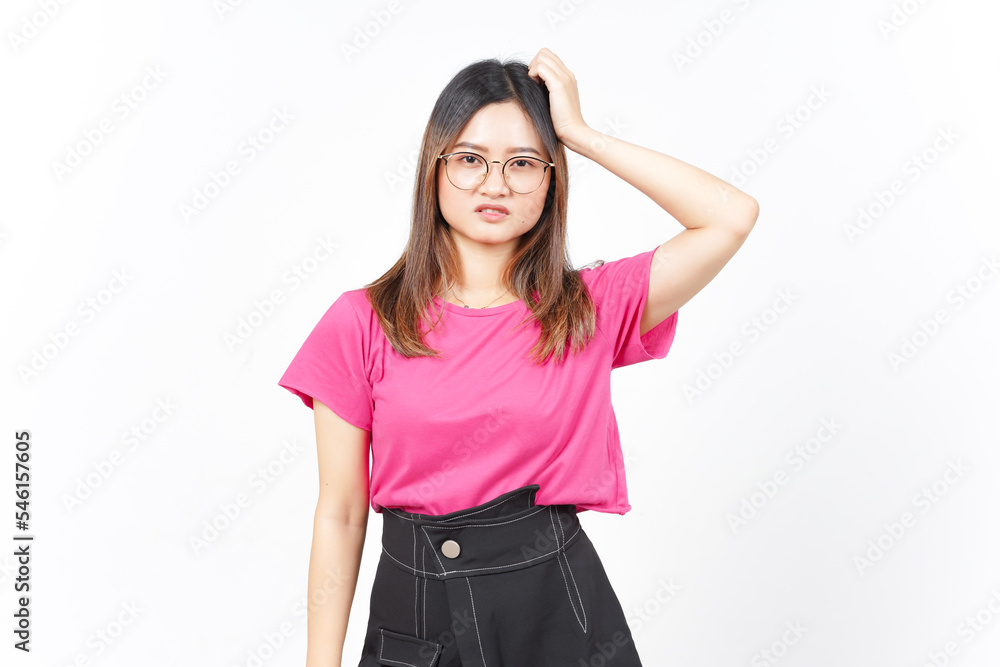 Confused and Think Gesture Of Beautiful Asian Woman Isolated On White Background Confused and Think Gesture Of Beautiful Asian Woman Isolated On White Background