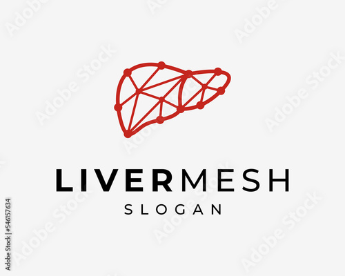 Liver Organ Anatomy Hepatic Hepatitis Mesh Connection Polygonal Low Poly Line Vector Logo Design