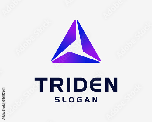 Triangle Illusion Geometric Shape Triangular Perspective Modern Protection Vector Logo Design