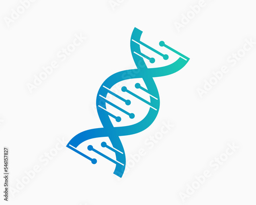 DNA Strand Helix Science Genetic Genome Laboratory Technology Digital Futuristic Vector Logo Design