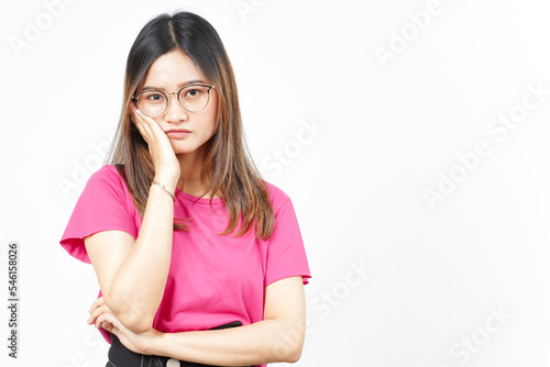 Boring Gesture Of Beautiful Asian Woman Isolated On White Background © Sino Images Studio