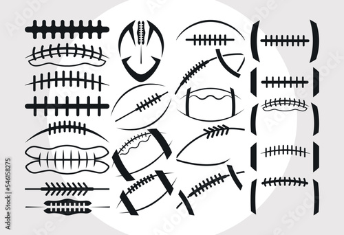 Football Laces SVG Bundle, Football Silhouette Svg, Football Skeleton Svg, Football Stitches Svg, American Football Svg, Rugby Ball Laces Svg
