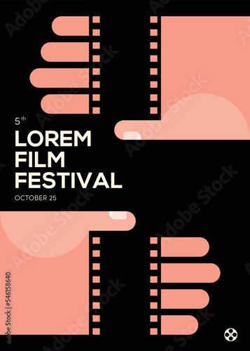 Movie and film poster design template background with vintage filmstrip