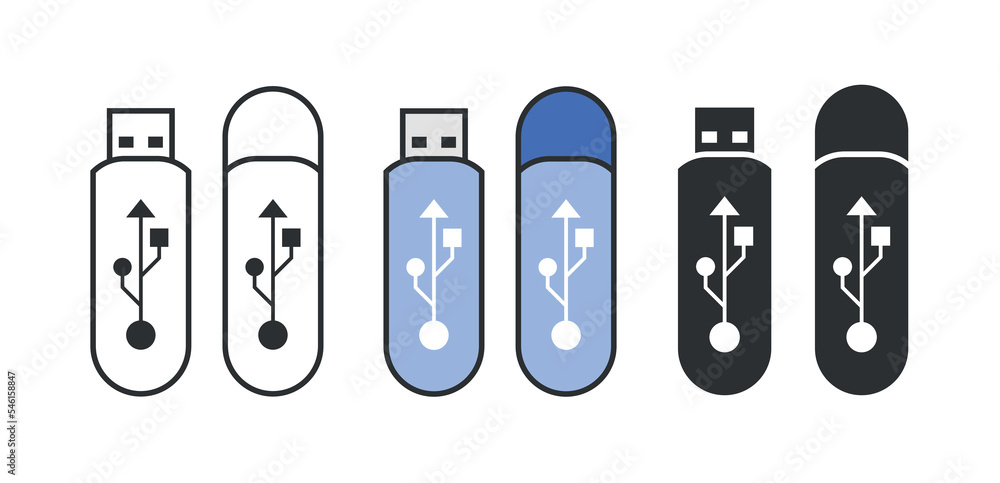 Flash drive flat icons, set usb data storage devices. Computer equipment icons Flash drive flat icons, set usb data storage devices. Computer equipment icons