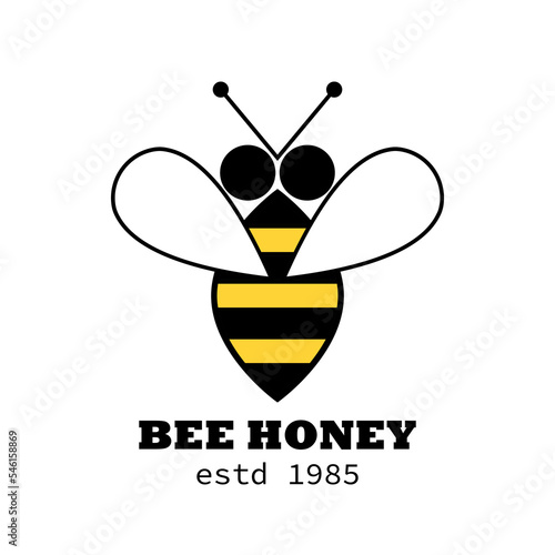 Bee flat color logo isolated on white background. Design for company, honey production.