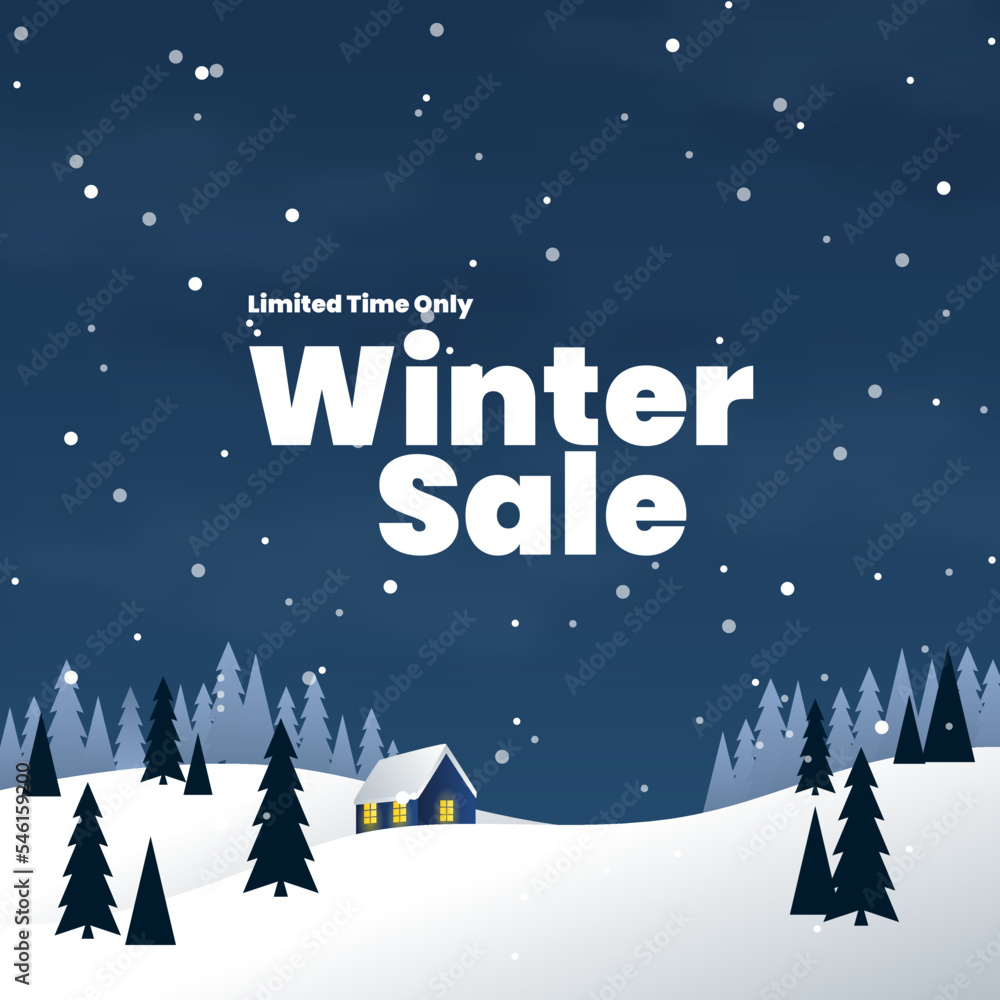 Winter sale social media and instagram post template