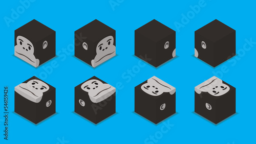 Animal Dice 3D Characters Animal Gorilla Cartoon Vector