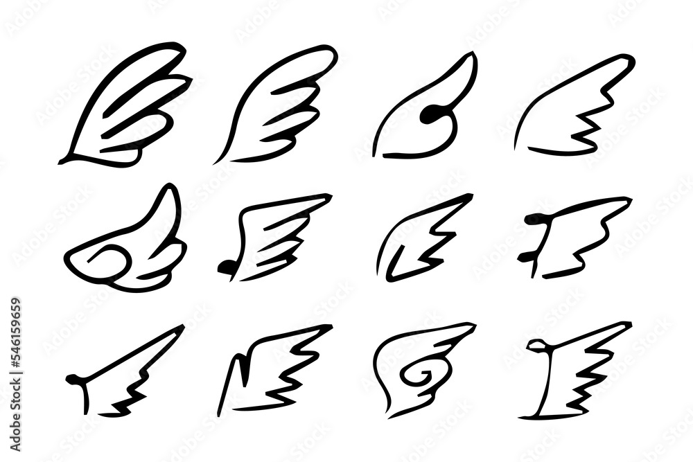 Sketch angel wings. Angel feather wing. Vector illustration. Sketch angel wings. Angel feather wing. Vector illustration.