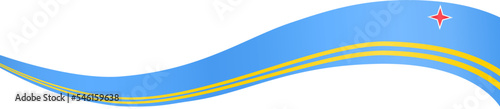 Aruba flag flying on white background