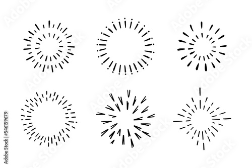 firework, starburst hand drawn, vector illustration.