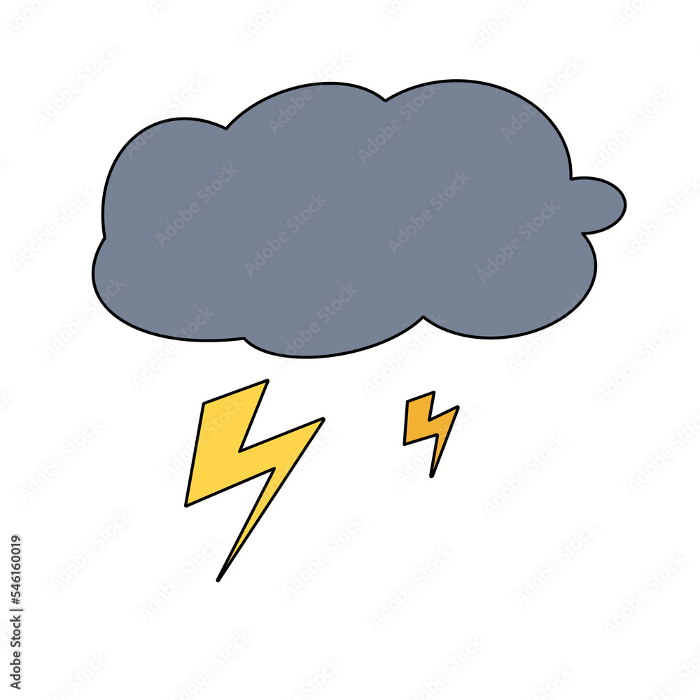 Cloud lightning pencil color illustration Cloud lightning pencil color illustration