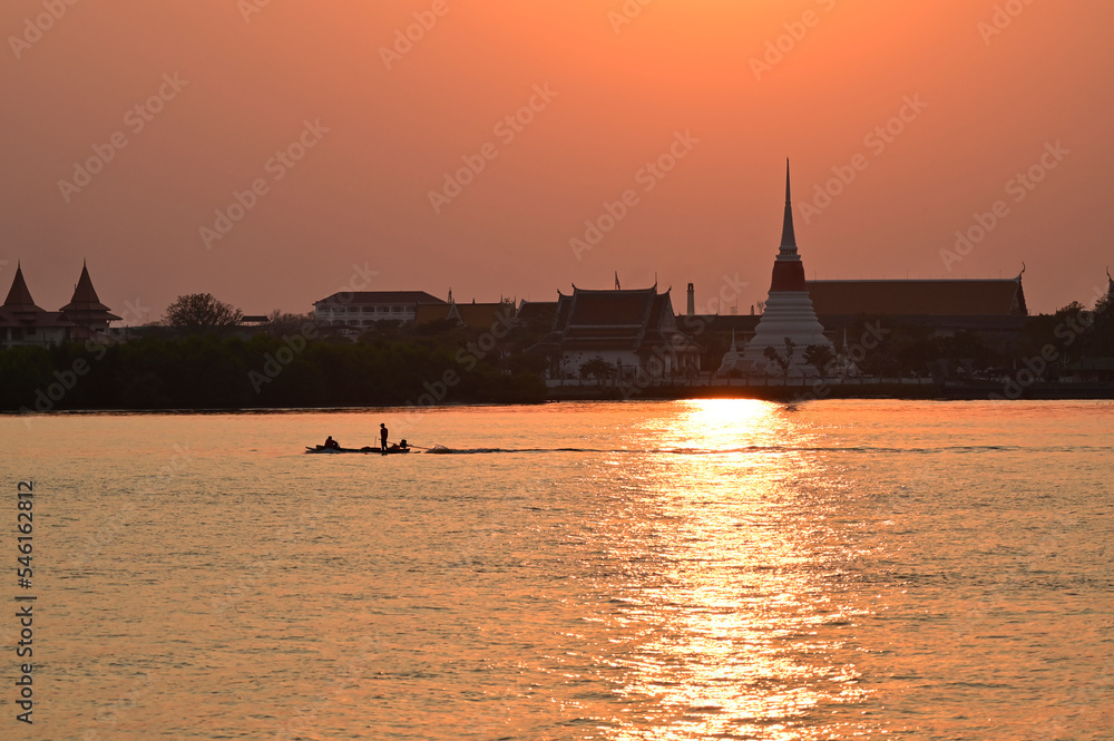 sunset over the river vltava