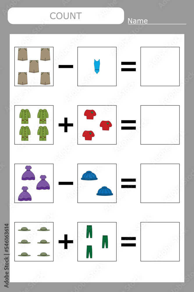 Counting Game for Preschool Children. Count how many clothes Counting Game for Preschool Children. Count how many clothes