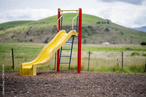 play equipment in a park. a childrens playground in a school