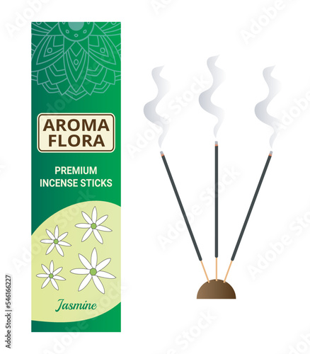 Traditional Incense Stick Box Design with Burning Incense Smoke
