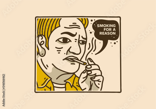 Vintage art illustration of a man smoking