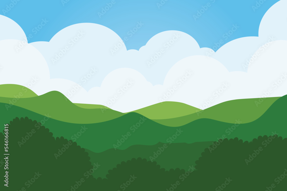 Illustration of summer landscape background design flat vector