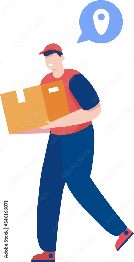 Warehouse worker or delivery man working with sorting boxes. PNG illustration