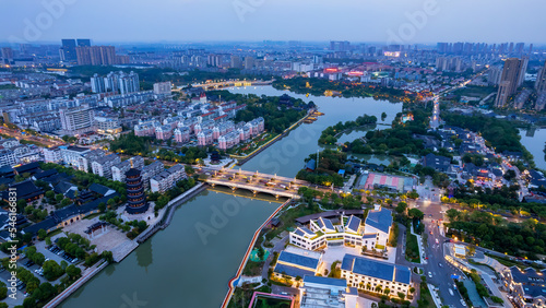 Aerial photography of Taizhou city night scene large format © 昊 周