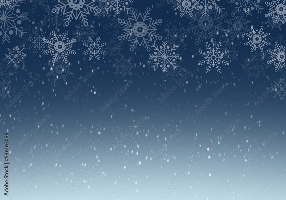 christmas blue background with snowflakes