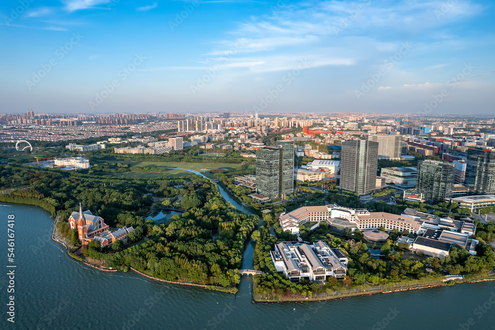Aerial photography of Suzhou city landscape