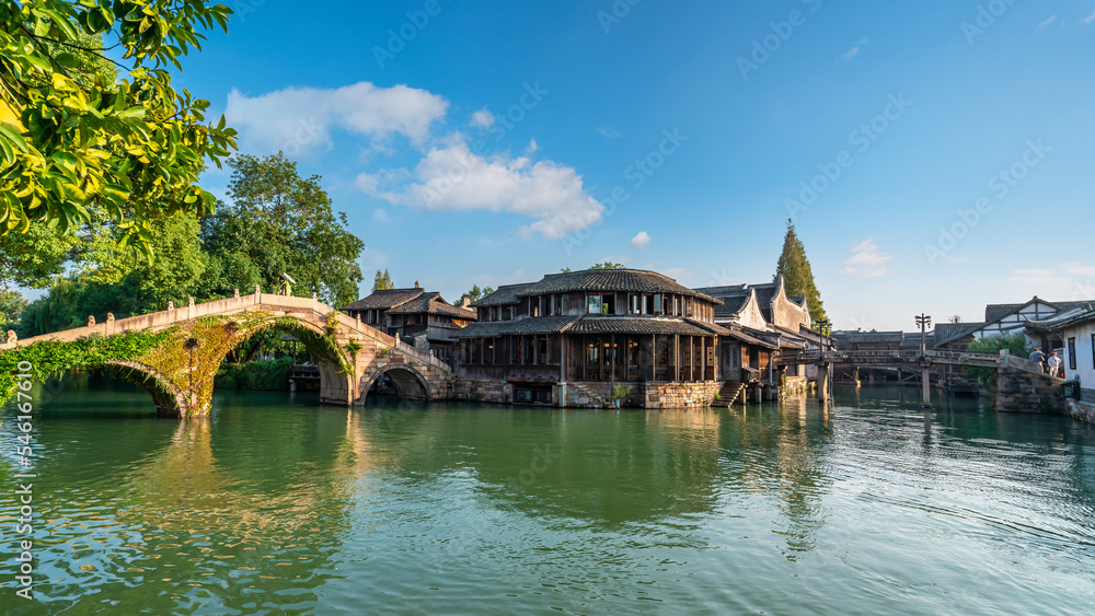 Close-up of ancient dwellings in Wuzhen, China