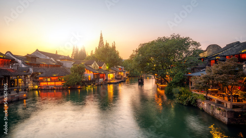 Wallpaper Mural Night view of ancient houses in Wuzhen, China Torontodigital.ca
