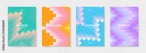 Set of colorful cover design templates. Modern gradient geometric shapes for banners, posters, flyers, brochures, and page layouts other. Vector, 2023