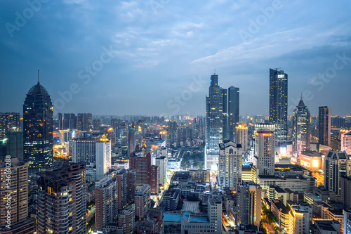 Aerial photography of Wuxi city skyline at night