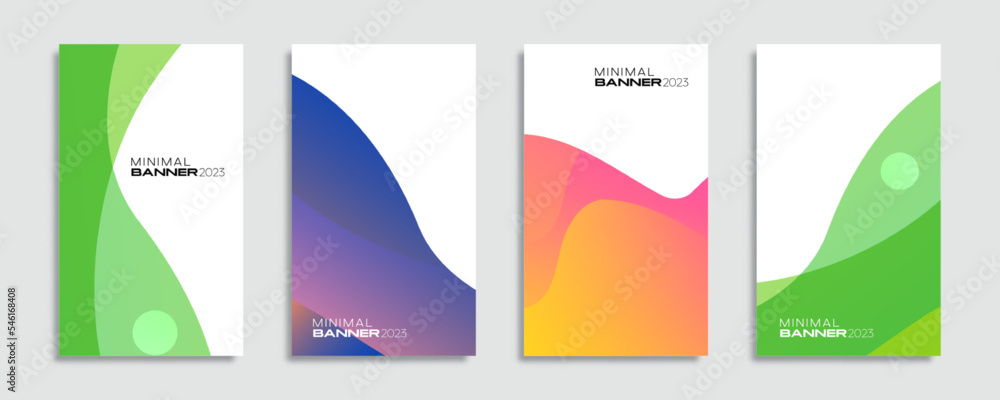 Set of the colorful banner design template. Modern fluid composition background for business promotion, events, and social media posts. Vector, 2023
