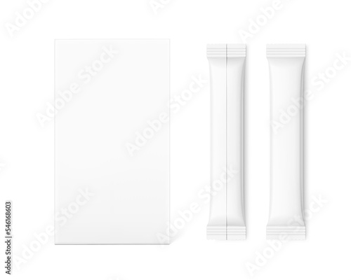 Universal blank cardboard box with stick mockup. Frontal view. Vector illustration isolated on white background. Can be use for food, medicine, cosmetic and etc. EPS10.	