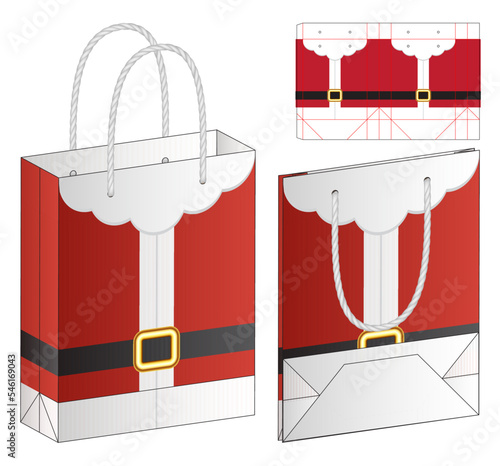 Christmas Box packaging die cut template design. 3d mock-up