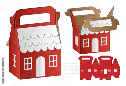 Christmas Box packaging die cut template design. 3d mock-up