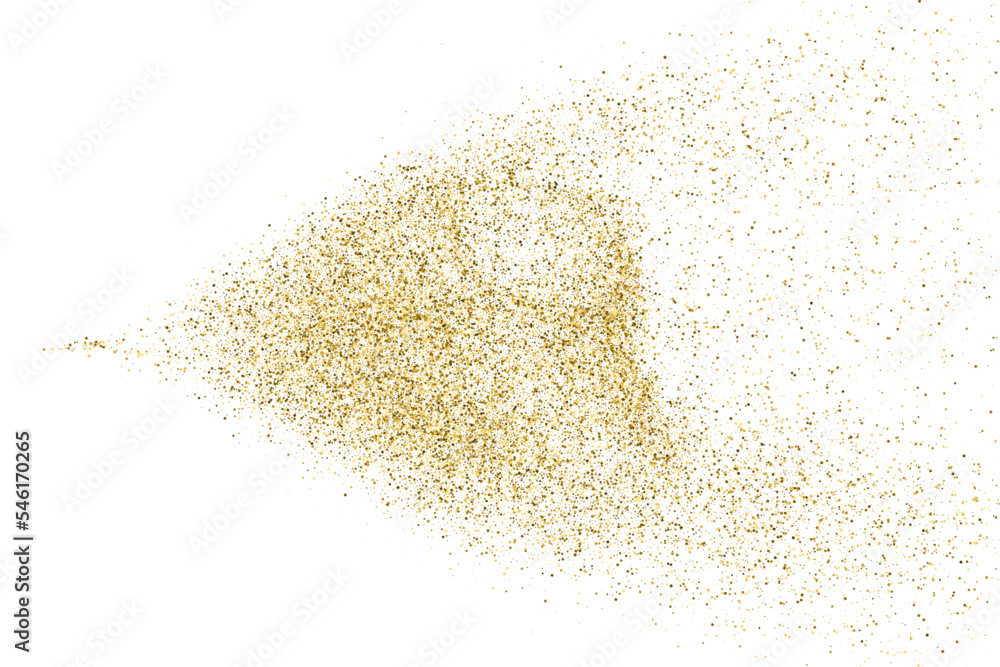 Gold Glitter Texture Isolated On White. Goldish Color Sequins. Golden Explosion Of Confetti. Design Element. Celebratory Background. Vector Illustration, Eps 10.